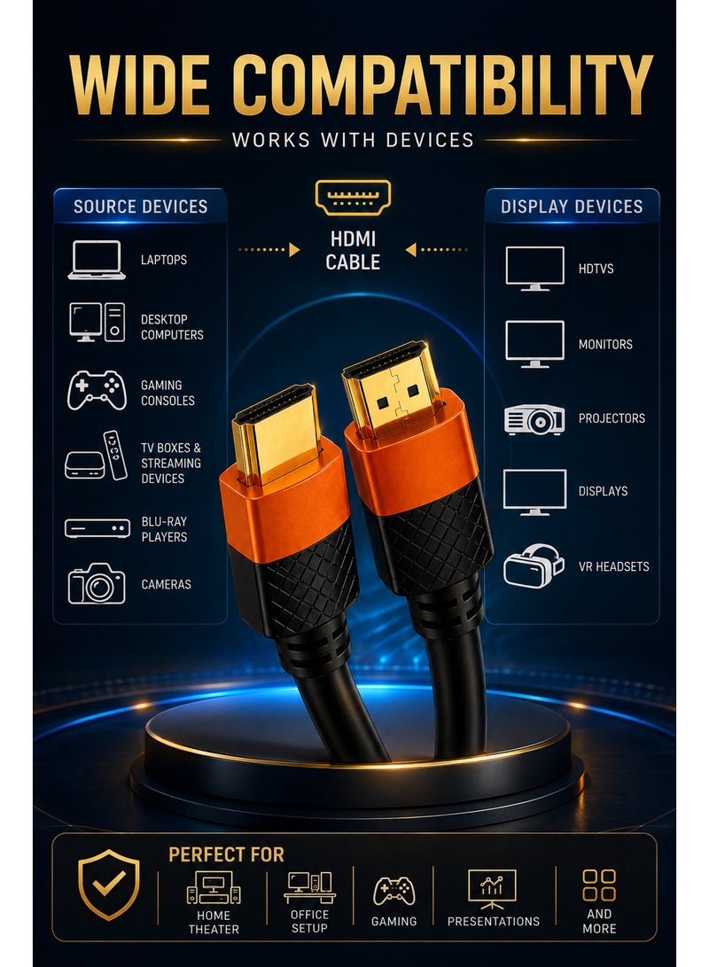 تي بي بردج كابل HDMI عالي السرعة بطول 15 متراً – يدعم دقة 1080P ومعدل تحديث 60 هرتز وتقنيات HDR وHDCP و3D؛ متوافق مع أجهزة التلفاز والشاشات وأجهزة الألعاب وأجهزة الكمبيوتر المحمولة. - Image 5