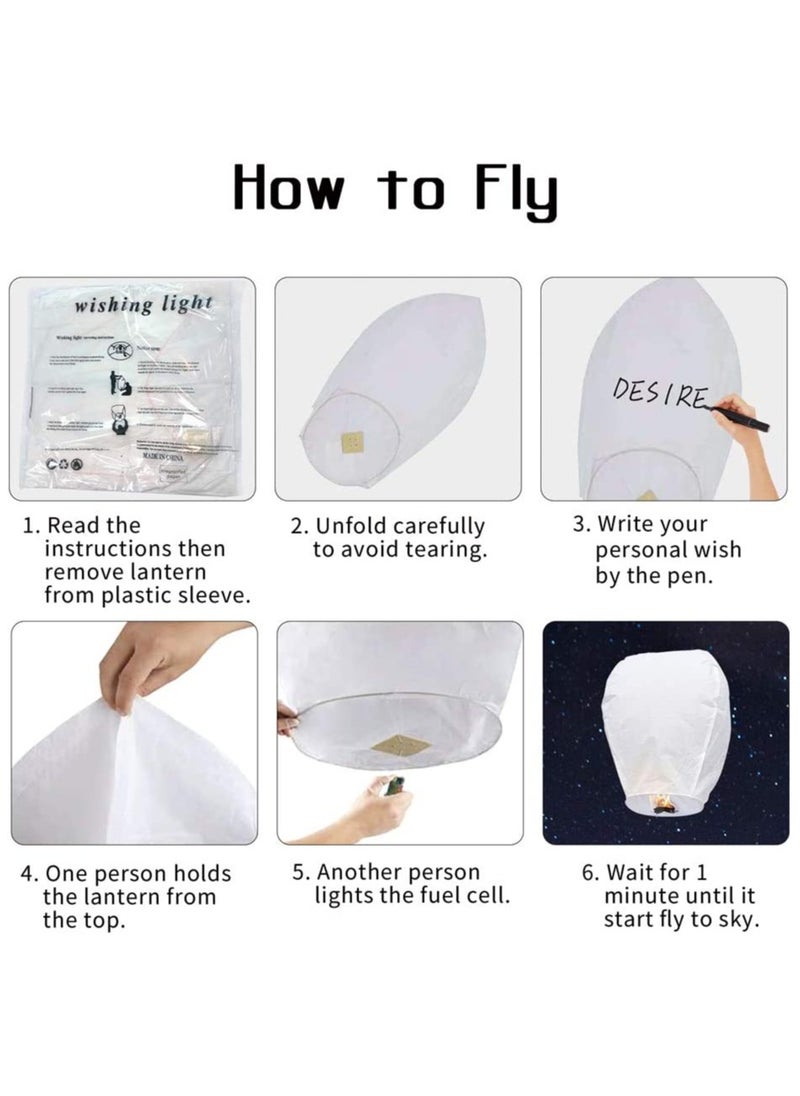 Eco-Friendly Chinese Sky Lanterns, Biodegradable Flying Paper Lanterns for New Year Wishes, Festivals, Weddings, and Parties (6 Pack)