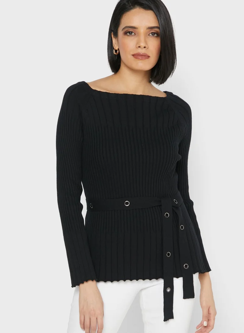 ELLA Self Tie Bardot Sweater