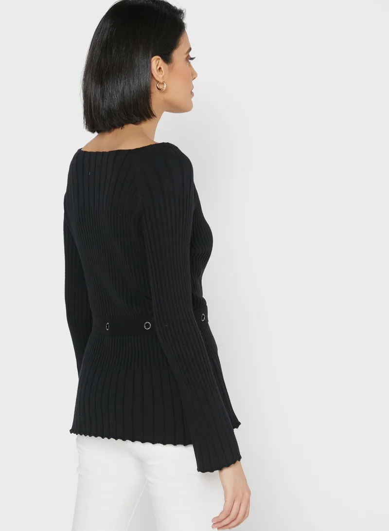 ELLA Self Tie Bardot Sweater
