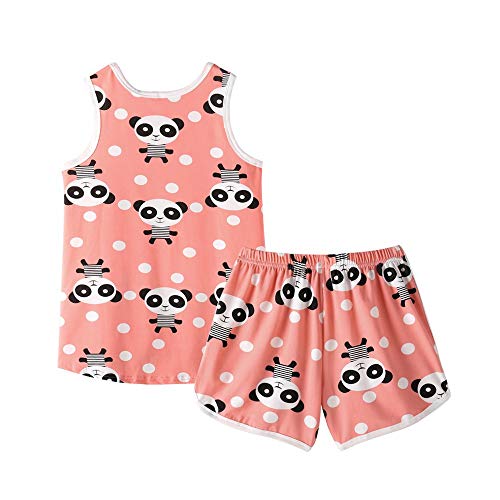 MyFav Big Girls Sleeveless Pajama Sets Cute Panda Polka Dot Sleepwear Loungewear (Panda, 12 Years) - Image 2