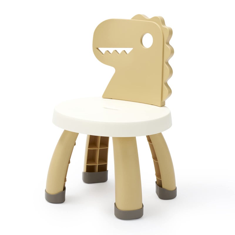 Sunkaioo Toddler ChairPlastic Kids Dino ChairSturdy Durable and Lightweight Toddlers Activity ChairsAntiSlip Ergonomic Design Kids Step StoolIndoor or Outdoor Use for Boys Girls Aged 2 Yellow