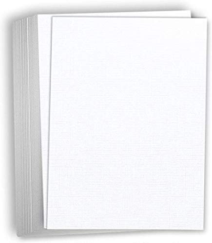 Hamilco White Resume Linen Textured Cardstock Paper – 8 1/2 x 11" Blank Thick Heavy Weight 80 lb Cover Card Stock for Printer - 50 Pack (Bright White) - Image 1