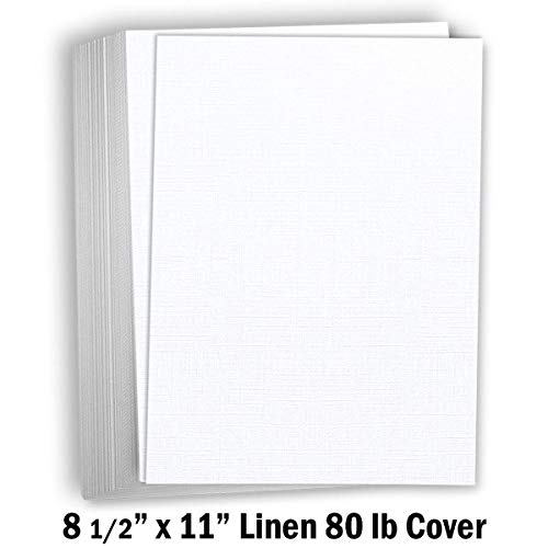 Hamilco White Resume Linen Textured Cardstock Paper – 8 1/2 x 11" Blank Thick Heavy Weight 80 lb Cover Card Stock for Printer - 50 Pack (Bright White) - Image 2