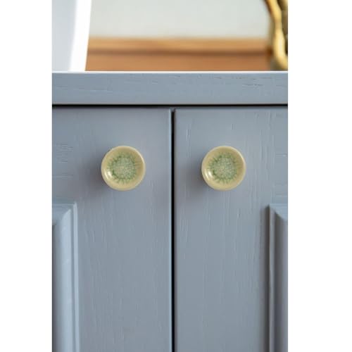 Perilla Home Set of 6 Green Sofia Ceramic Knob for Kitchen Cabinets Decorative Ceramic Handles and Pull Knob for Dresser Drawer Living Room Kitchen Bathroom Closet Cupboard Furniture - Image 3