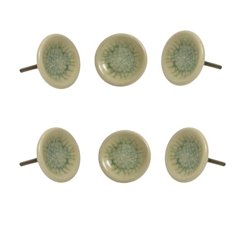 Perilla Home Set of 6 Green Sofia Ceramic Knob for Kitchen Cabinets Decorative Ceramic Handles and Pull Knob for Dresser Drawer Living Room Kitchen Bathroom Closet Cupboard Furniture - Image 1