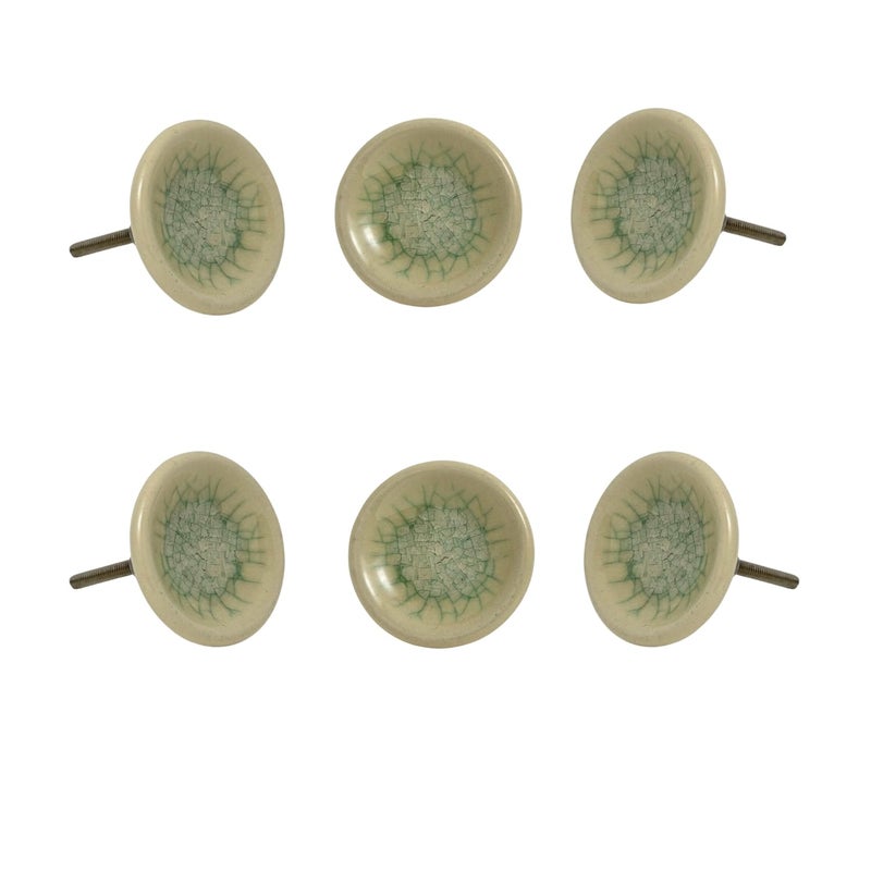 Perilla Home Set of 6 Green Sofia Ceramic Knob for Kitchen Cabinets Decorative Ceramic Handles and Pull Knob for Dresser Drawer Living Room Kitchen Bathroom Closet Cupboard Furniture - Image 2