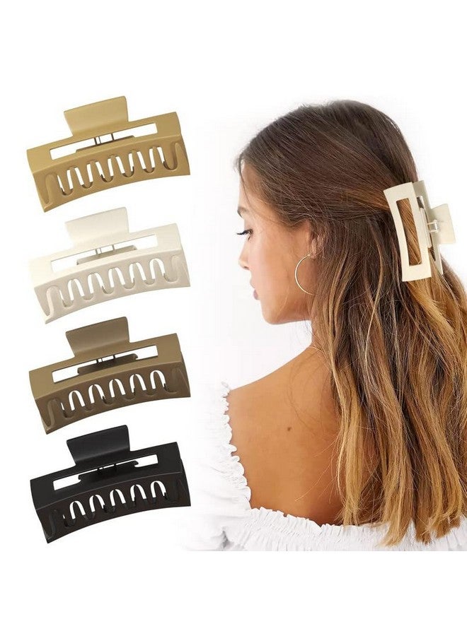 Belicia 4 Pack Large Hair Claw Clips for Thick Hair, 4.3 Inch Big Matte Banana Clips for Curly Hair, Claw Clips for Thin Hair - Image 1