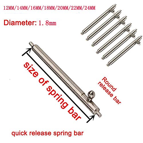 AOKELILY Quick Release Spring Bars Pins-20PCS 12mm 14mm 16mm 18mm 20mm 22mm 24mm Stainless Steel Watch Strap Belts Pins Diameter 1.13mm +Watch Repair Spring Bar Tool - Image 3