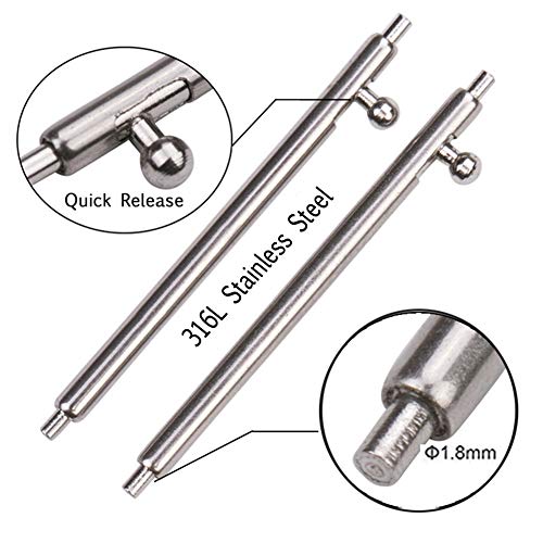 AOKELILY Quick Release Spring Bars Pins-20PCS 12mm 14mm 16mm 18mm 20mm 22mm 24mm Stainless Steel Watch Strap Belts Pins Diameter 1.13mm +Watch Repair Spring Bar Tool - Image 2
