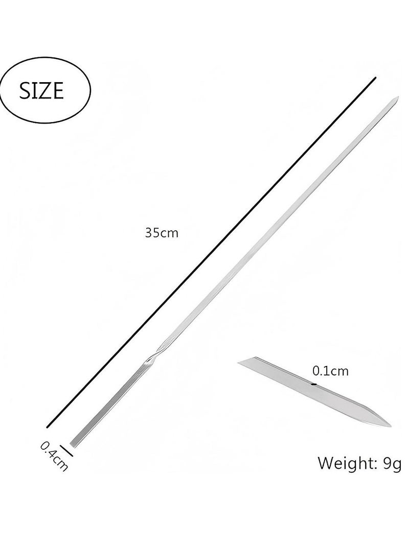 100PCS 35cm BBQ Skewers Stainless Steel Skewers Meat Sticks BBQ Kebab Skewers Metal Flat Roasting Fork Turkish Grill Skewer Camping Picnic Tool  - Image 3