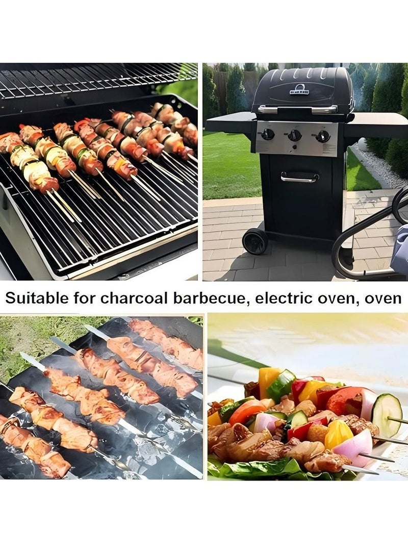 100PCS 35cm BBQ Skewers Stainless Steel Skewers Meat Sticks BBQ Kebab Skewers Metal Flat Roasting Fork Turkish Grill Skewer Camping Picnic Tool  - Image 4