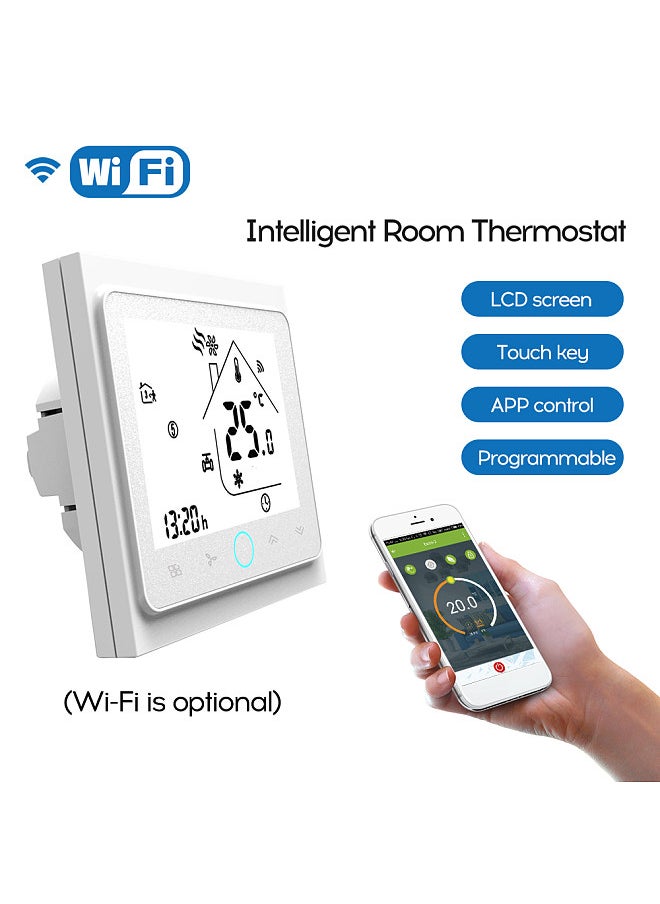Two Pipe Wifi Voice Intelligent Room Thermostat Digital Programmable Temperature Controller for Air Conditioner (BAC-002ALW,White)