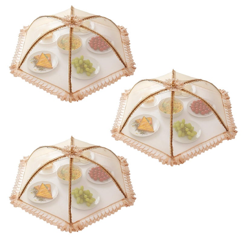 Procraan 3Pack Extra Large Food Cover 32x32 PopUp Food Nets Mesh Food Covers Tent Umbrella for Outdoors Screen Tents Parties Picnics BBQs Reusable and Collapsible Food Tents - Image 2
