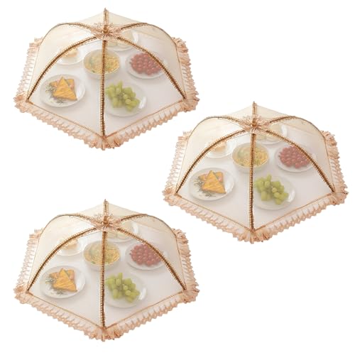 Procraan 3Pack Extra Large Food Cover 32x32 PopUp Food Nets Mesh Food Covers Tent Umbrella for Outdoors Screen Tents Parties Picnics BBQs Reusable and Collapsible Food Tents - Image 1