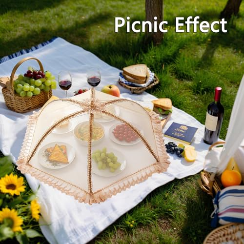 Procraan 3Pack Extra Large Food Cover 32x32 PopUp Food Nets Mesh Food Covers Tent Umbrella for Outdoors Screen Tents Parties Picnics BBQs Reusable and Collapsible Food Tents - Image 3