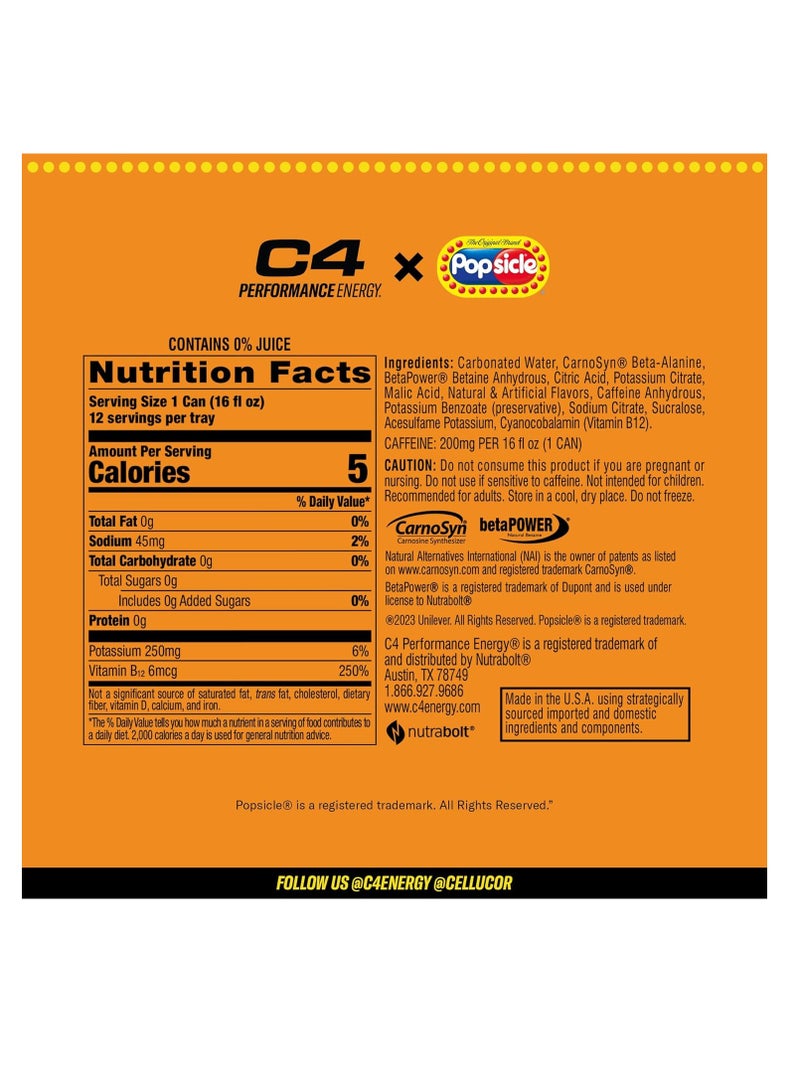 C4 Cellucor C4 Hawaiian Pineapple Popsicle Energy Drink Pack of 12 - Image 2