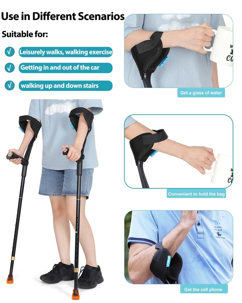 Antdvao Forearm Crutches for Adults Have Elastic Crutches Padding for The Elbow+Hand Padding, Increases Walking Comfort - Image 4