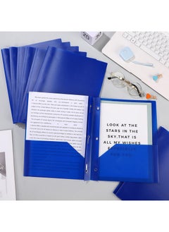 Patelai 48 Packs Plastic Folders With Pockets 2 Heavy Duty Pocket Folders With 3 Prongs And Fasteners For School Office (Blue)  - Image 4