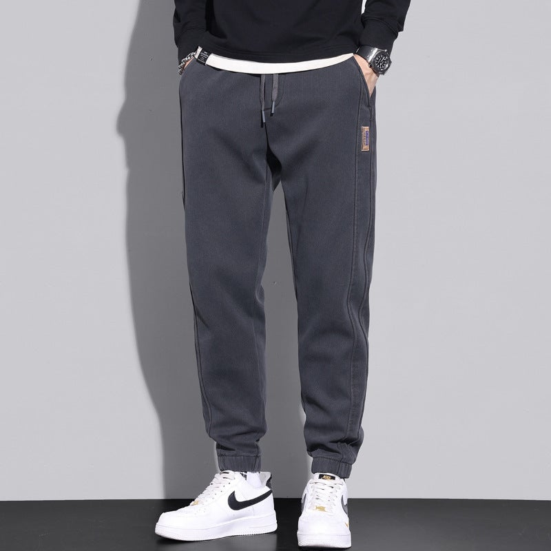 Men'S Fleece-Lined Thickened Sweatpants New Loose Ankle-Tied Harem Sports Casual Long Pants Boys Winter - Image 3