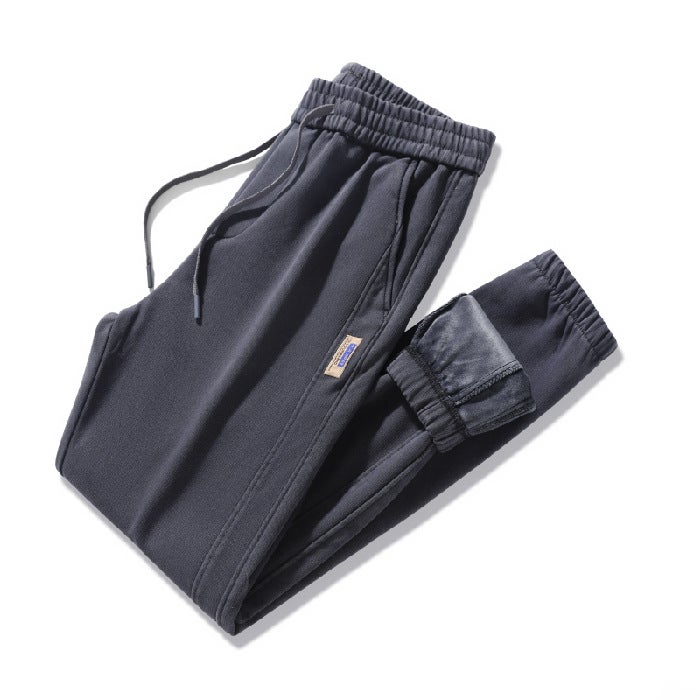Men'S Fleece-Lined Thickened Sweatpants New Loose Ankle-Tied Harem Sports Casual Long Pants Boys Winter - Image 1