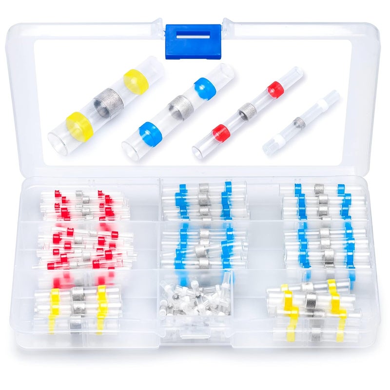Wirefy 110 PCS Solder Seal Wire Connectors Kit - Heat Shrink Solder Butt Connectors - Waterproof Solder Sleeves - Self Soldering Wire Connectors - Set 26-10 AWG - Image 1