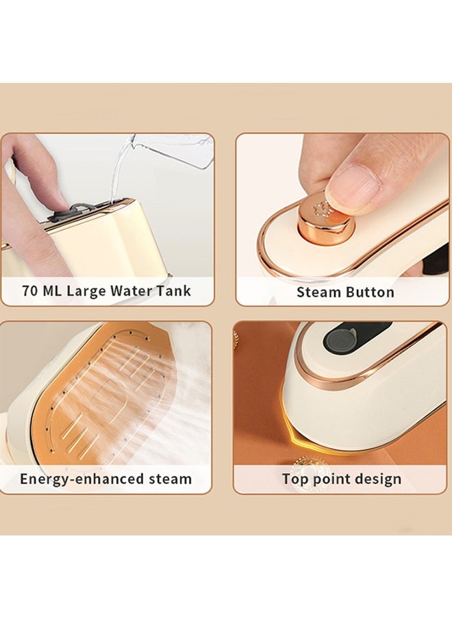 Yoawllty Garment Steamer Iron, Handheld Steamer Iron for Clothes Travel, Wet and Dry Use Fast Heat-up Ironing Wrinkle Remover  Steamer for Travel and Home(Beige)  - Image 5