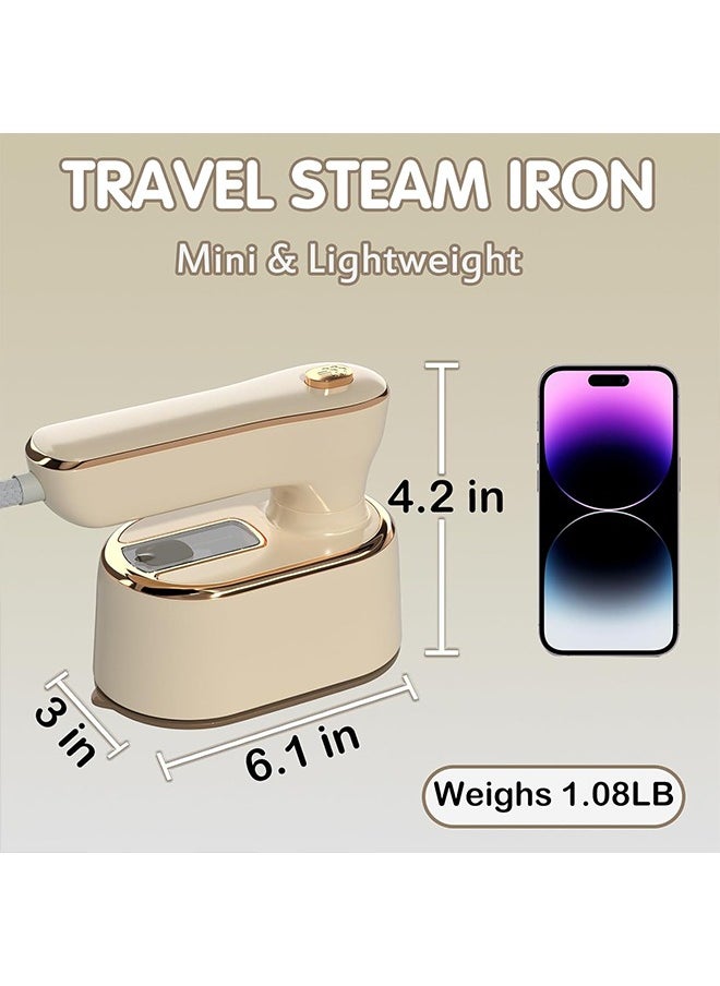Yoawllty Garment Steamer Iron, Handheld Steamer Iron for Clothes Travel, Wet and Dry Use Fast Heat-up Ironing Wrinkle Remover  Steamer for Travel and Home(Beige)  - Image 2