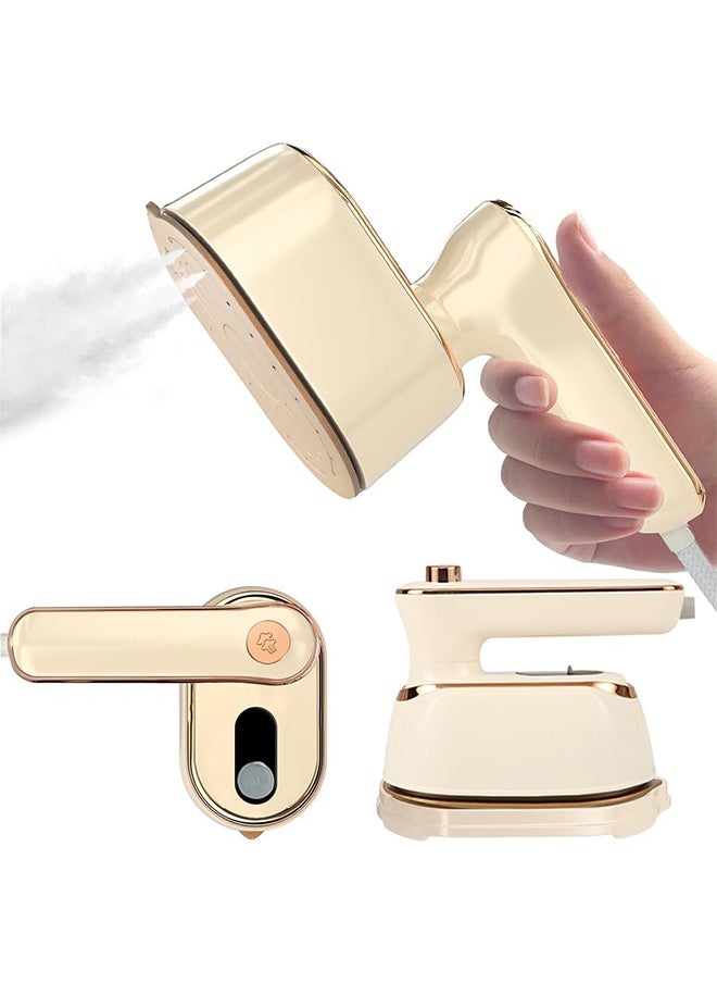 Yoawllty Garment Steamer Iron, Handheld Steamer Iron for Clothes Travel, Wet and Dry Use Fast Heat-up Ironing Wrinkle Remover  Steamer for Travel and Home(Beige)  - Image 1