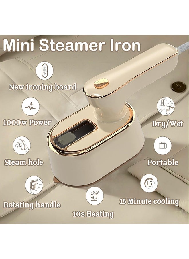 Yoawllty Garment Steamer Iron, Handheld Steamer Iron for Clothes Travel, Wet and Dry Use Fast Heat-up Ironing Wrinkle Remover  Steamer for Travel and Home(Beige)  - Image 4