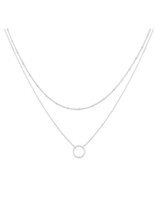 erorex - Layered Circle Necklace Handmade Pendant Plated Gold Choker Arrow Bar Layering Long Necklace For Women - Image 1