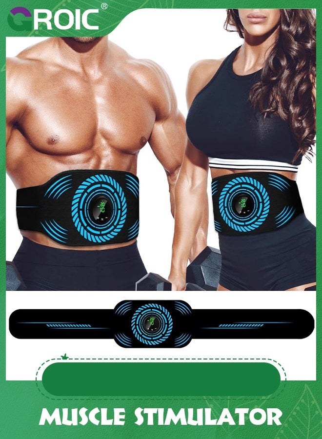 GROIC جهاز تحفيز عضلات البطن، جهاز تمارين البطن، حزام شد البطن، معدات تمارين اللياقة البدنية للمكتب المنزلي للبطن، محفز عضلات البطن للبالغين، جهاز محمول لتحفيز عضلات البطن، معدات تمارين اللياقة البدنية للبطن - Image 1
