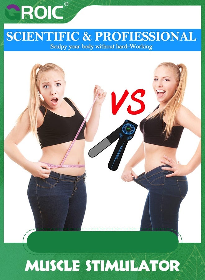 GROIC جهاز تحفيز عضلات البطن، جهاز تمارين البطن، حزام شد البطن، معدات تمارين اللياقة البدنية للمكتب المنزلي للبطن، محفز عضلات البطن للبالغين، جهاز محمول لتحفيز عضلات البطن، معدات تمارين اللياقة البدنية للبطن - Image 5