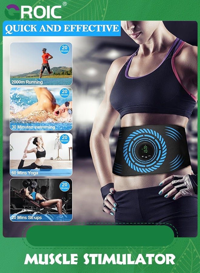 GROIC جهاز تحفيز عضلات البطن، جهاز تمارين البطن، حزام شد البطن، معدات تمارين اللياقة البدنية للمكتب المنزلي للبطن، محفز عضلات البطن للبالغين، جهاز محمول لتحفيز عضلات البطن، معدات تمارين اللياقة البدنية للبطن - Image 4