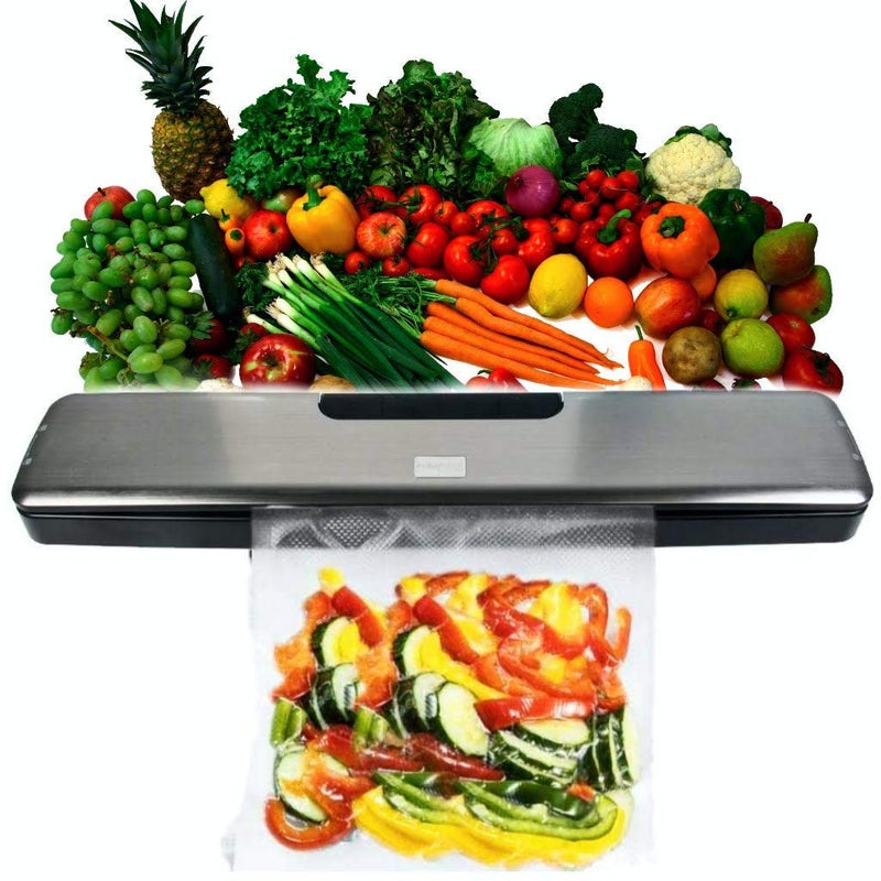 Puramate Prime Slim Vacuum Sealing and Packing Machine with 20 Vacuum Storage Bags Commercial Grade Stainless Steel Top Multifunction Settings for moist and dry food - Image 1