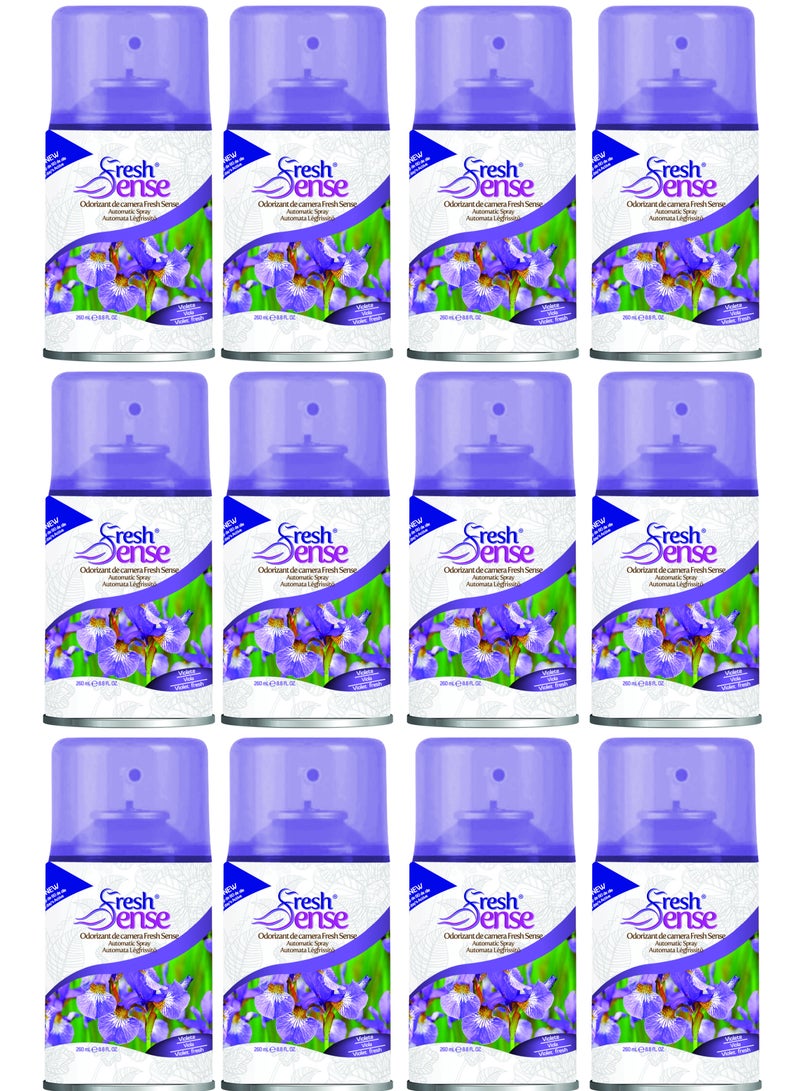 فريش سينس معطر هواء معاد تعبئته - عبوة من 12 × 260 مل - معطر هواء أوتوماتيكي بخاخ تلقائي بنفسجي لمعطر هواء للمنزل الحمام المرحاض المكتب يحيد الروائح الكريهة فريش سينس - Image 1