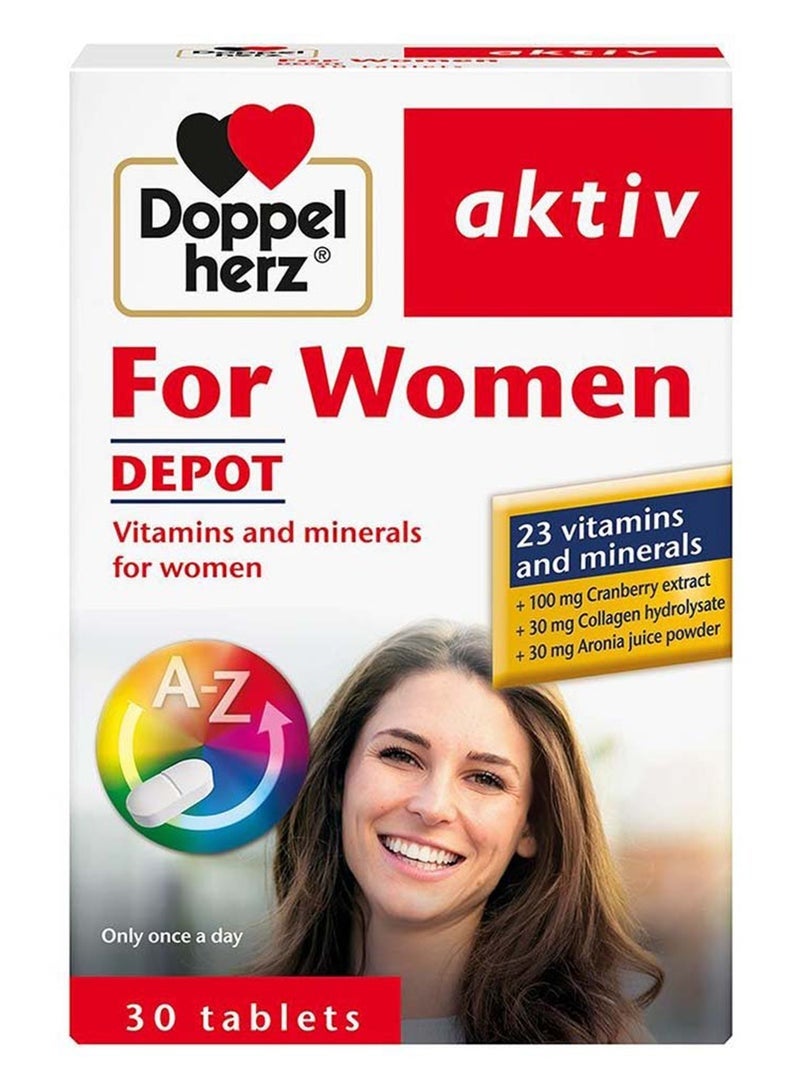Doppelherz Aktiv A-Z MVT Depot Vitamins and Minerals for Women, 30 Tablets