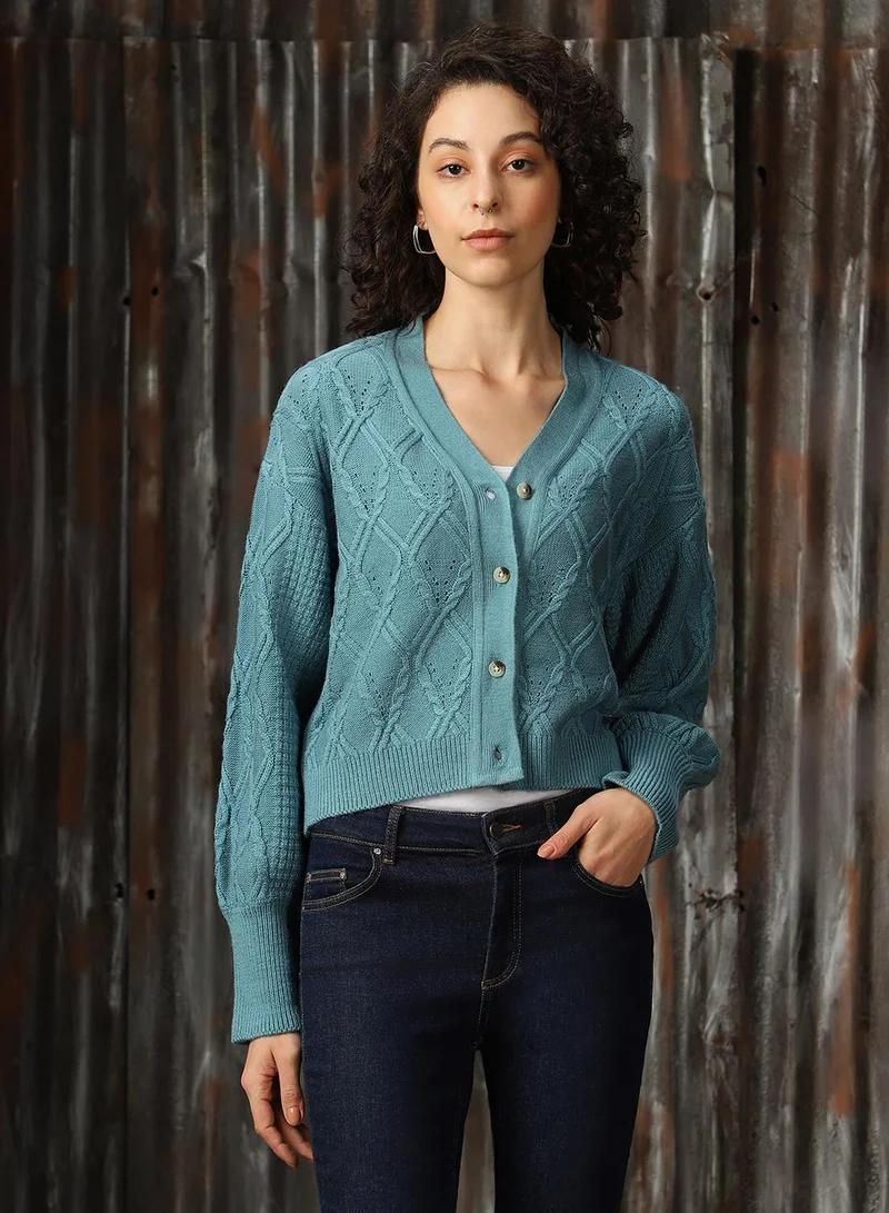 هاي ستار كنزة نسائية زرقاء أكريليك 1% بقصة عادية