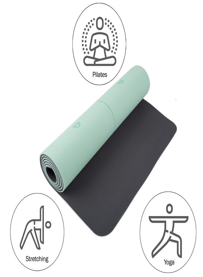 Wakeman Yoga Mat with Alignment Marks - Lightweight Exercise Mat with Carry Strap for Home Workout or Travel Outdoors (Mint and Black) - Image 4