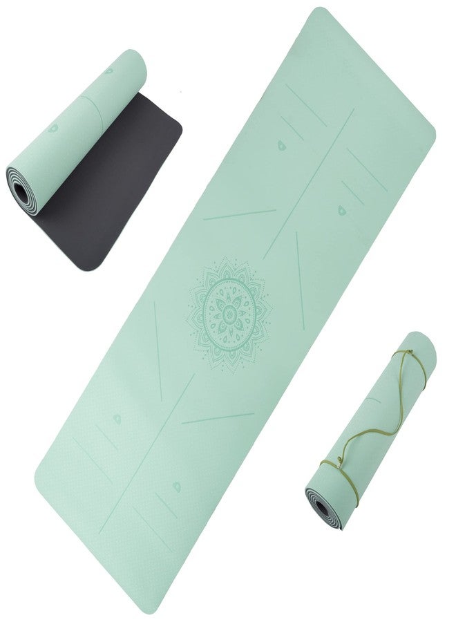 Wakeman Yoga Mat with Alignment Marks - Lightweight Exercise Mat with Carry Strap for Home Workout or Travel Outdoors (Mint and Black) - Image 5