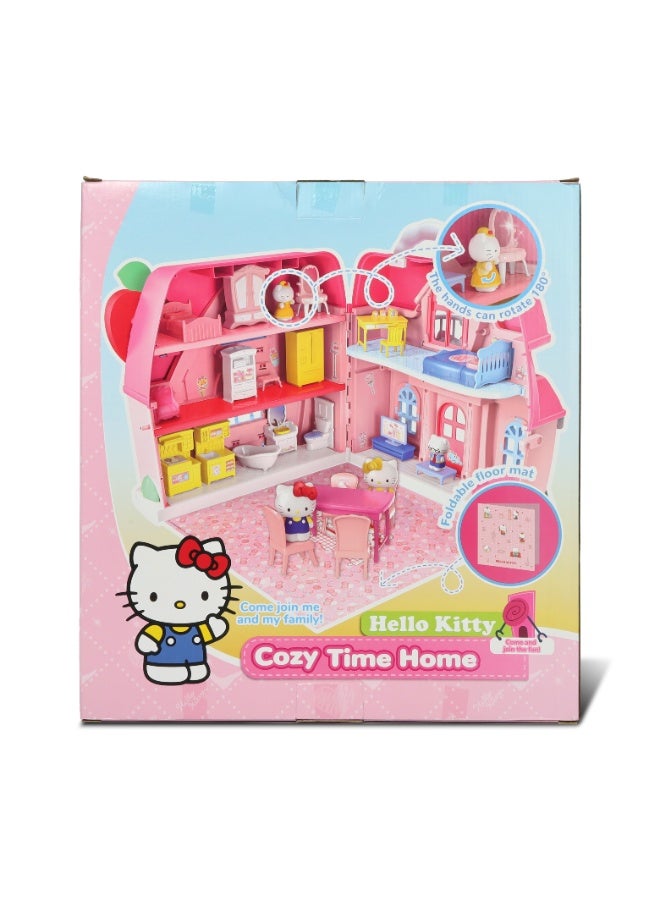 Hello Kitty بيت الدمى هالو كيتي والعائلة لوقت مريح مع شخصيات وإكسسوارات | يشمل الشخصيات والأثاث | بيت دمى محمول مع أضواء وصوت | لعب تخيلي للأطفال - Image 1