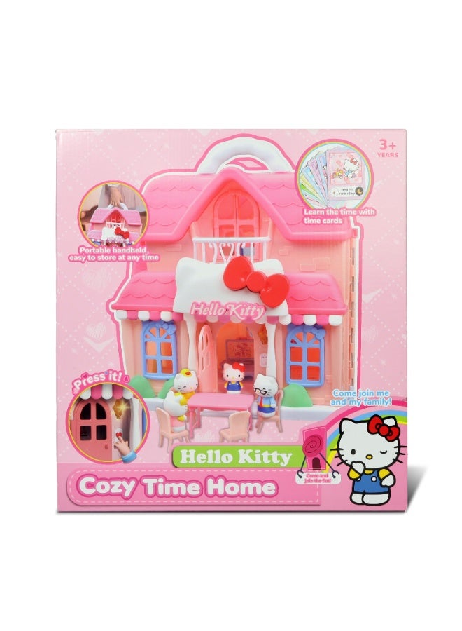 Hello Kitty بيت الدمى هالو كيتي والعائلة لوقت مريح مع شخصيات وإكسسوارات | يشمل الشخصيات والأثاث | بيت دمى محمول مع أضواء وصوت | لعب تخيلي للأطفال - Image 2
