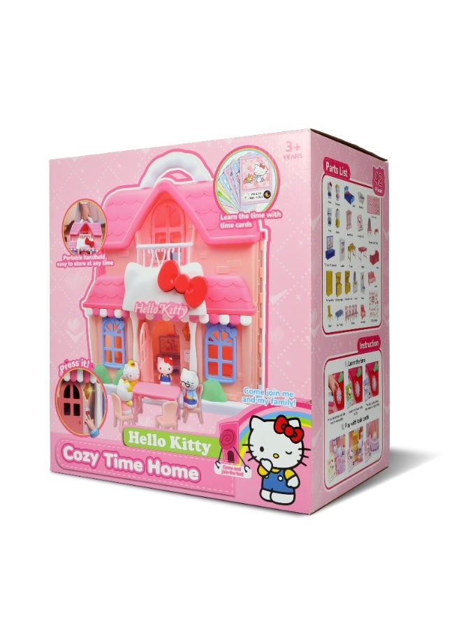 Hello Kitty بيت الدمى هالو كيتي والعائلة لوقت مريح مع شخصيات وإكسسوارات | يشمل الشخصيات والأثاث | بيت دمى محمول مع أضواء وصوت | لعب تخيلي للأطفال - Image 4