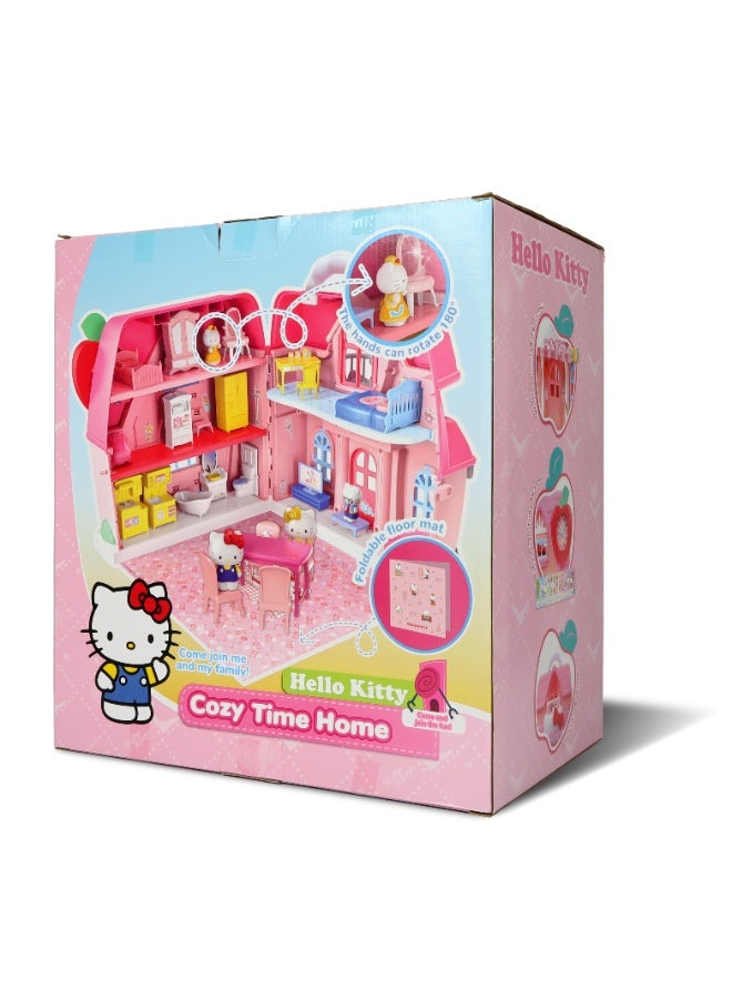 Hello Kitty بيت الدمى هالو كيتي والعائلة لوقت مريح مع شخصيات وإكسسوارات | يشمل الشخصيات والأثاث | بيت دمى محمول مع أضواء وصوت | لعب تخيلي للأطفال - Image 5