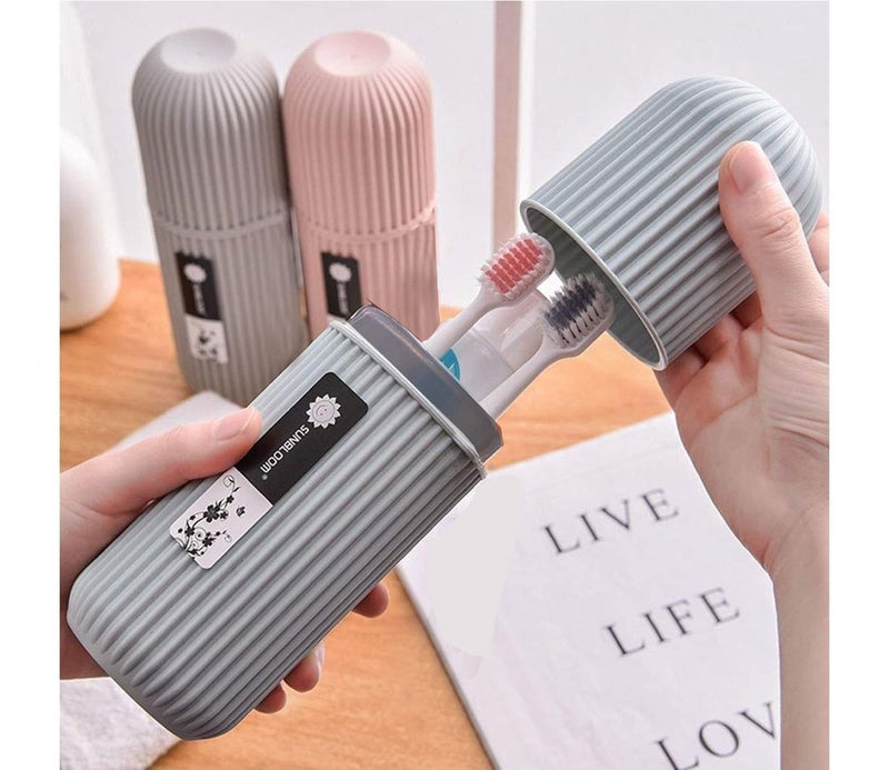HOLLIO Capsule Shape Travel Toothbrush, Toothpaste Case Holder, Portable Toothbrush Storage, Plastic Toothbrush Holder Make up Brushes Case Box Storage Organizer Multi-Coloured (Pack of 1) - Image 1