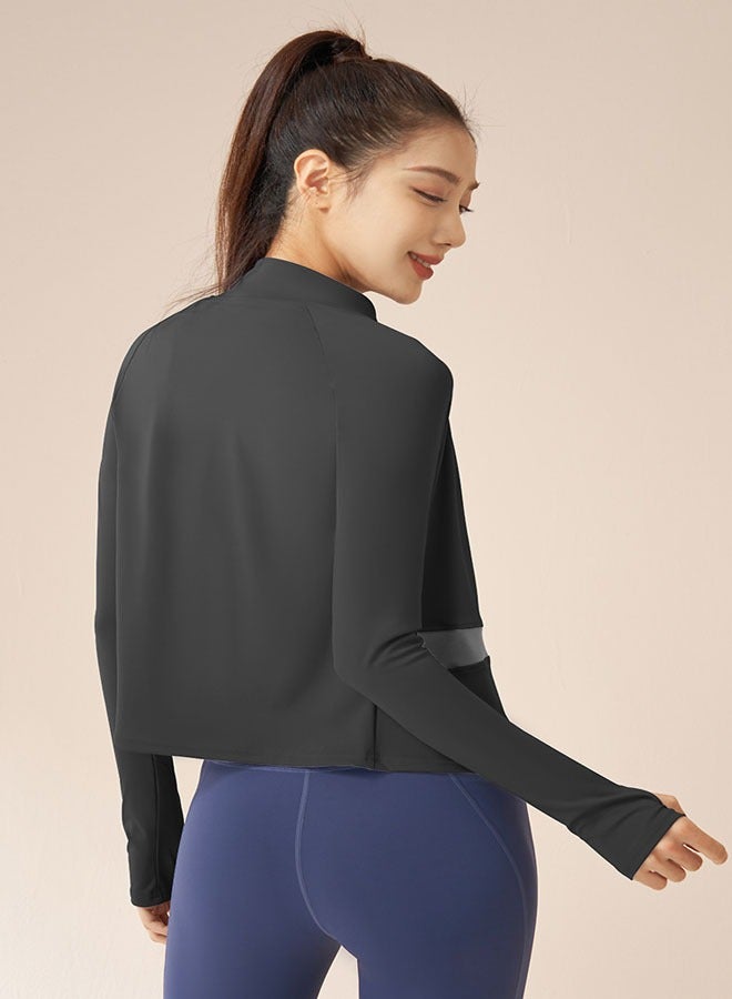 general Color matching yoga jacket, yoga clothes, high-neck slimming, fitness top - Image 2