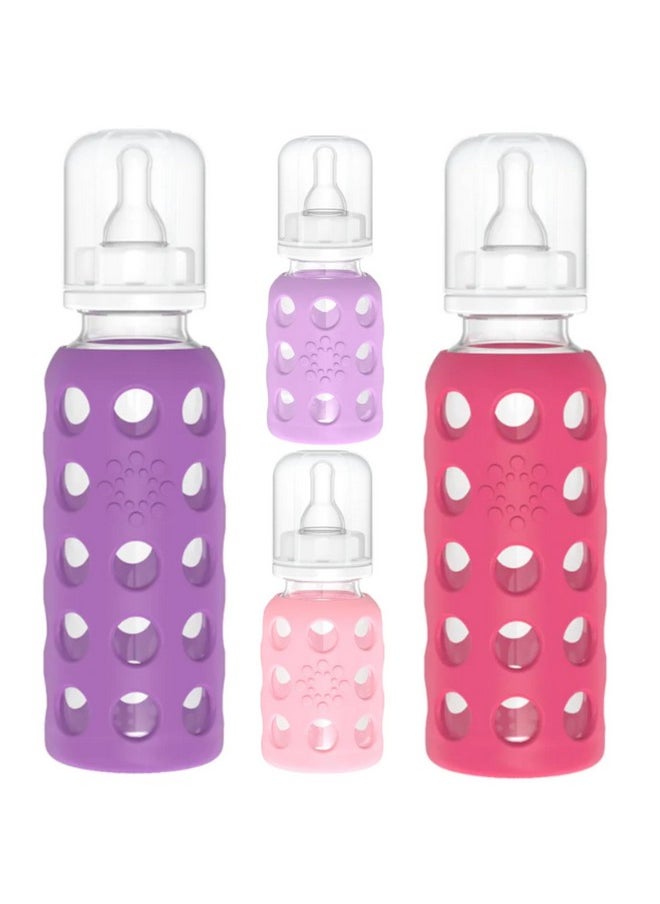 lifefactory 4Oz/9Oz Glass Baby Bottle 4Pk (Pink/Lavender/Raspberry/Grape)  - Image 2