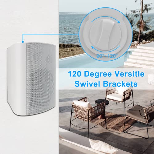 Herdio 5.25 Inches 600 Watts Passive Indoor Outdoor Speakers Wired Waterproof,Wall Mount Speakers with Loud Volume Suitable for Patio,Garden Home Theater - Image 4
