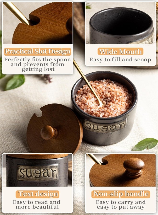 LYEOBOH Black Sugar Bowl with Lid and Spoon, 15 Oz Farmhouse Sugar Container, Sugar Dish, Sugar Holder for Coffee Bar Accessories, Food Storage Containers - Modern Kitchen Decor Housewarming Gift - Image 4