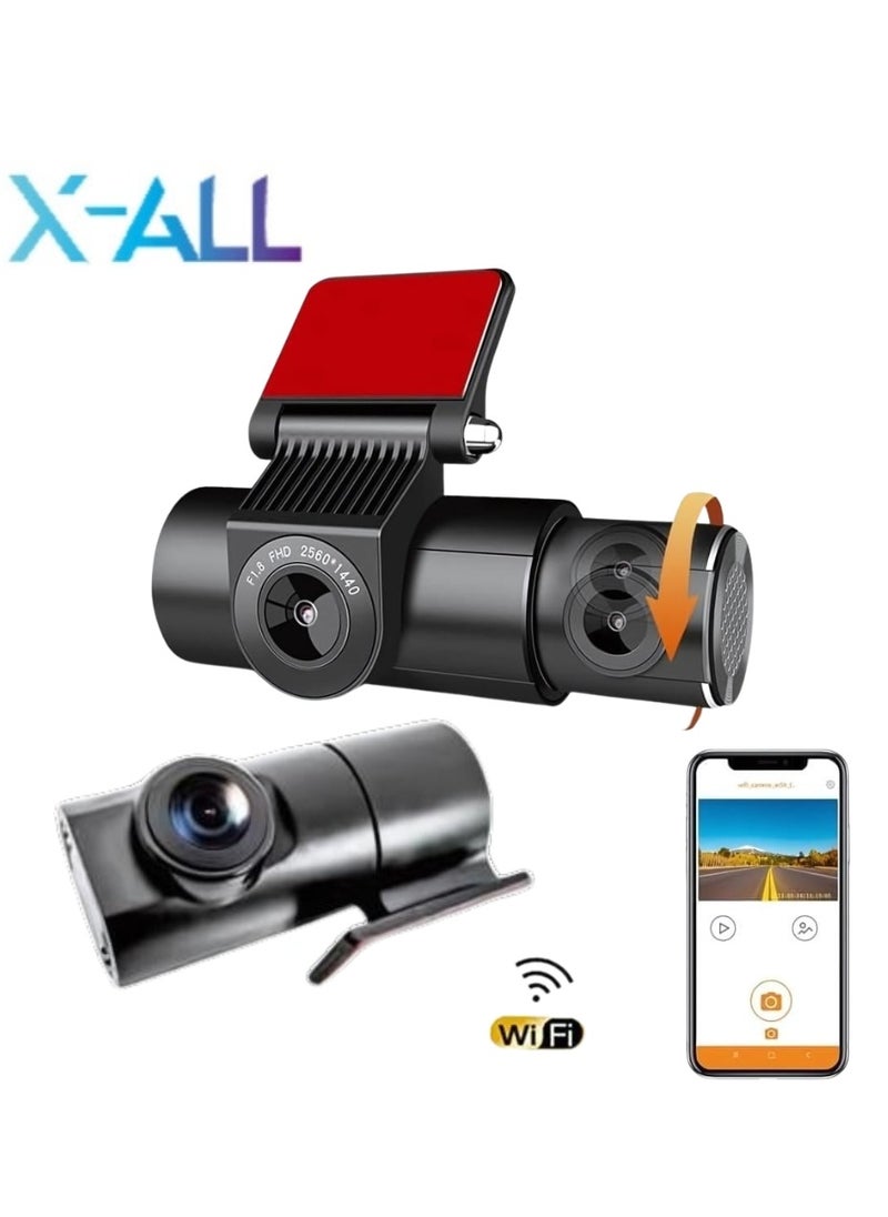 X-All Dash cam, three cameras, front, interior and rear, Wi-Fi  - Image 1